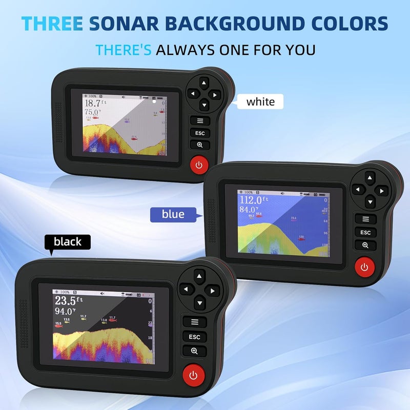 Fuceter Portable Rechargeable Fish Finder, Wireless Sonar FishFinder, Castable Kayak Depth Finder with 105° Beam Angle and TFT LCD Display, 2.6-164 FT of Depth Locator, for Shore, Sea ＆ Ice Fishing - Image 5